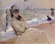 Camille on the Beach at Trouville, Claude Monet